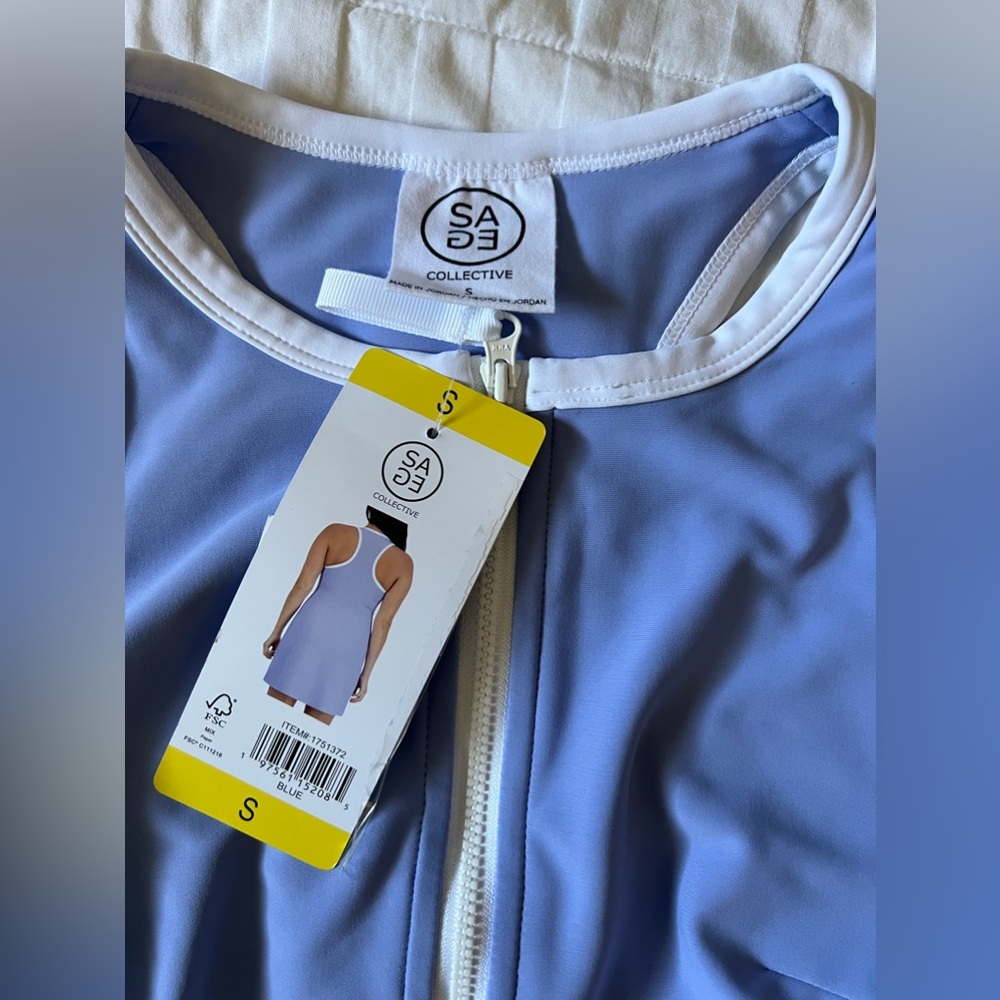 SAGE COLLECTIVE Blue 1/4 Zip Tennis Athletic Tank Dress Sz Medium NWT Womens